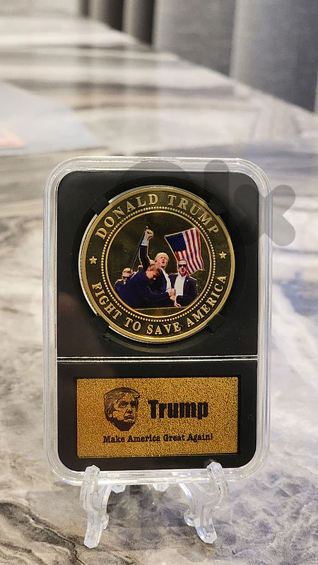Gold-Plated Donald Trump 🇺🇸 "Fight to Save America" Coin Slab