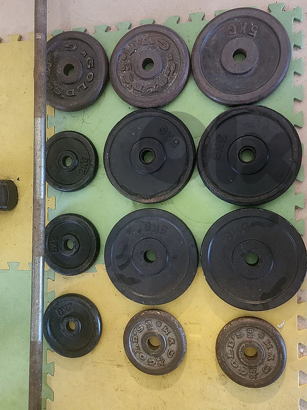 46 kg weights, plates and 1 axe, home gym equipments