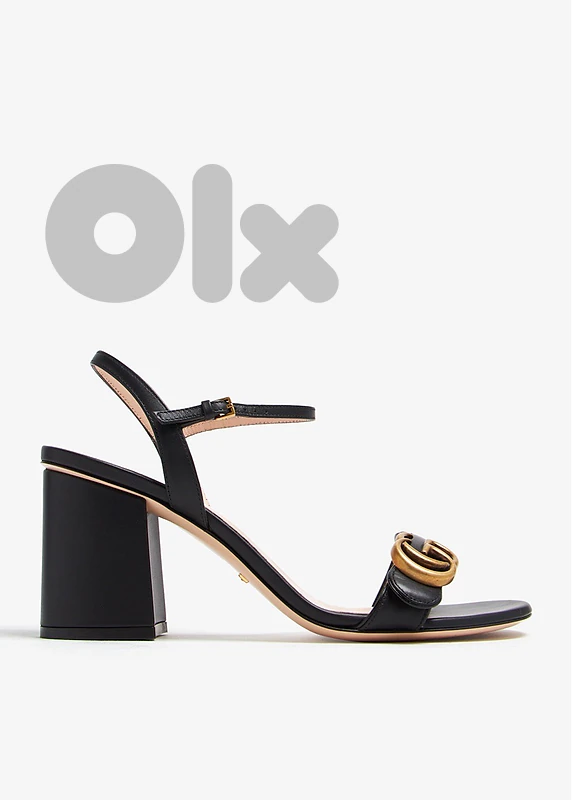 GUCCI MARMONT LEATHER HEEL SANDALS