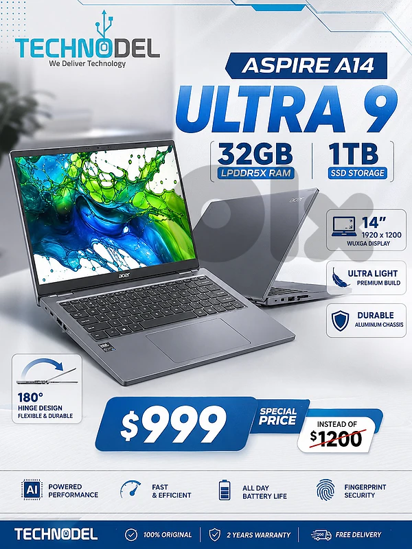 Acer Ai Lapatop ulta 9 32GB 1tb ssd TOUCH