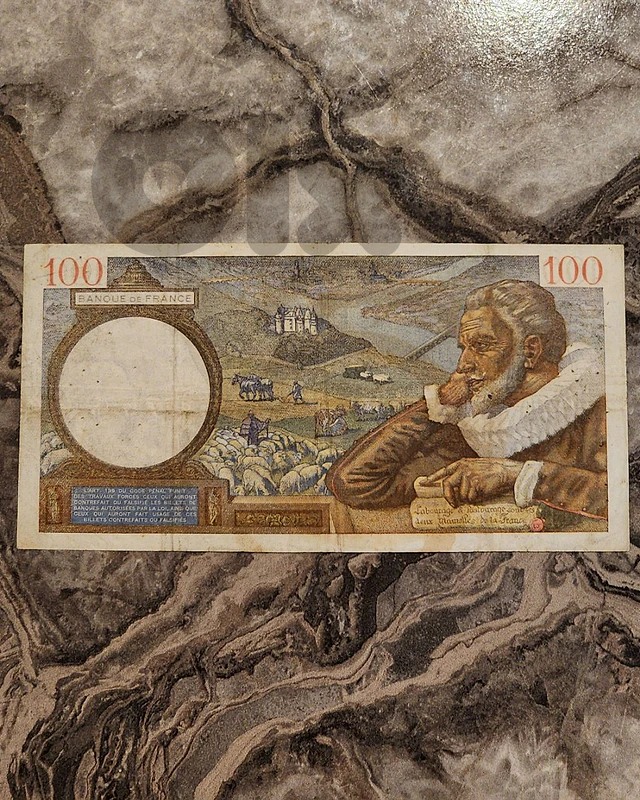 WWII Era 1940 France 🇫🇷 100 Francs "Sully" Banknote – Masterpiece