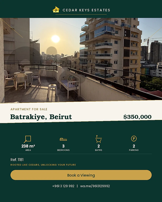 Apartment For Sale | Batrakiye, Beirut شقة للبيع | البطركية، بيروت