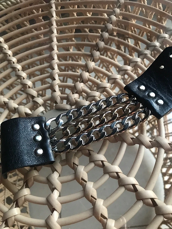 real leather stainless bracelet