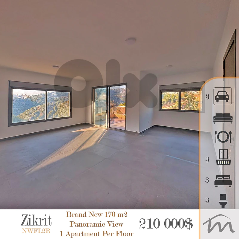 Zikrit | Brand New 3 Bedroom Apt | 1 Apart Per Floor | Huge Balcony