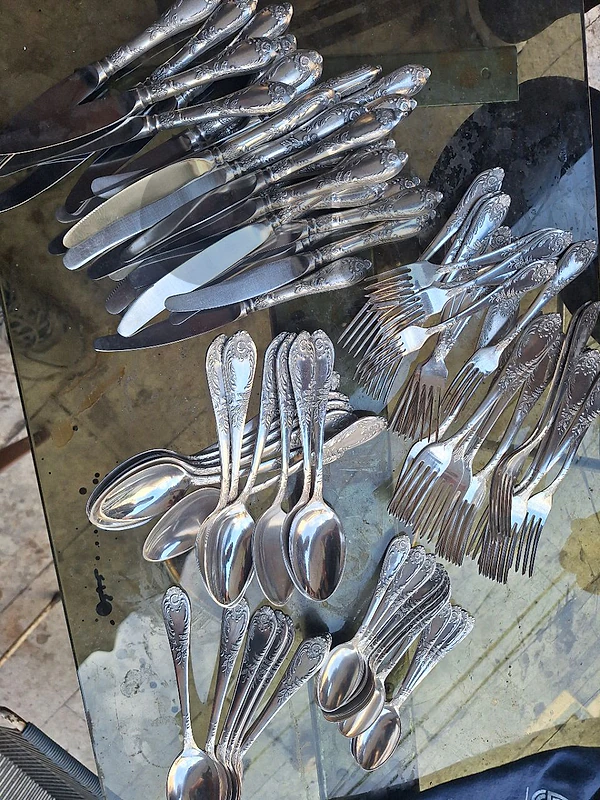 طقم سرفيس فضة روسي الاصلي خارق النظافة كامل cutlery silver russian