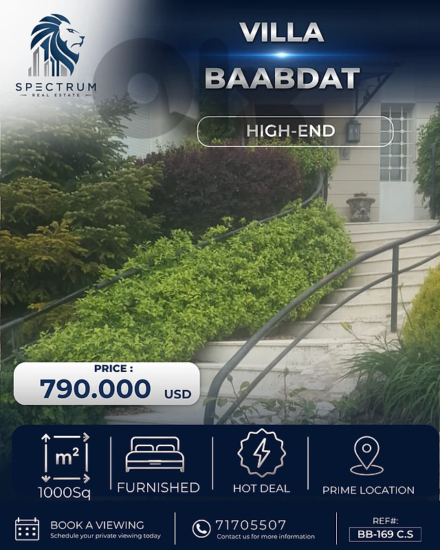 HOT DEAL VILLA IN BAABDAT 1000SQ WITH GARDENS , BB-169