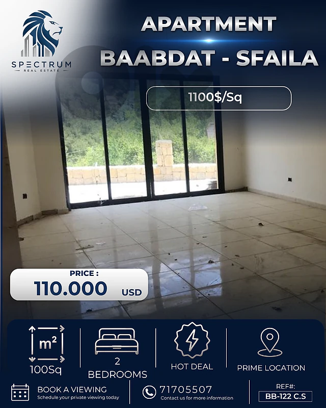 BAABDAT PRIME | 2 BEDS | OPEN VIEW | 1100$/Sq, (BB-122)