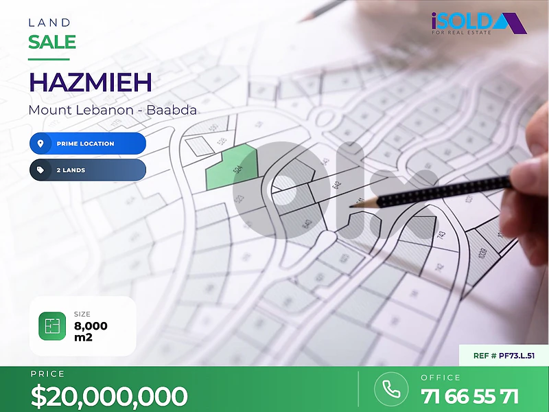 A 8000 m2 land for sale in Hazmieh (2 lands)