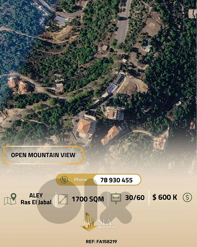 Land for sale in Aley Ras al Jabal أرض للبيع في عاليه راس الجبل