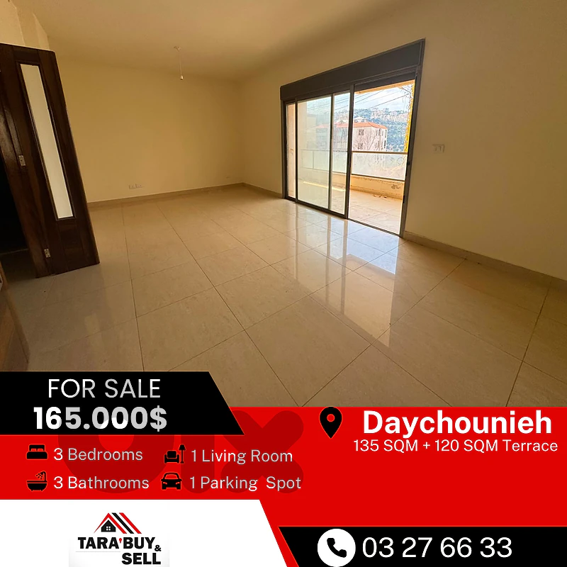 Apartment 135m+120m terrace for sale in Mansourieh - Daychounieh Apartment 135m+120m terrace for sale in Mansourieh - Daychounieh