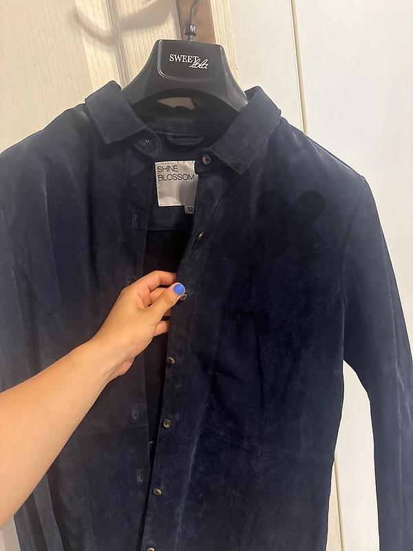 leather shirt - navy blue