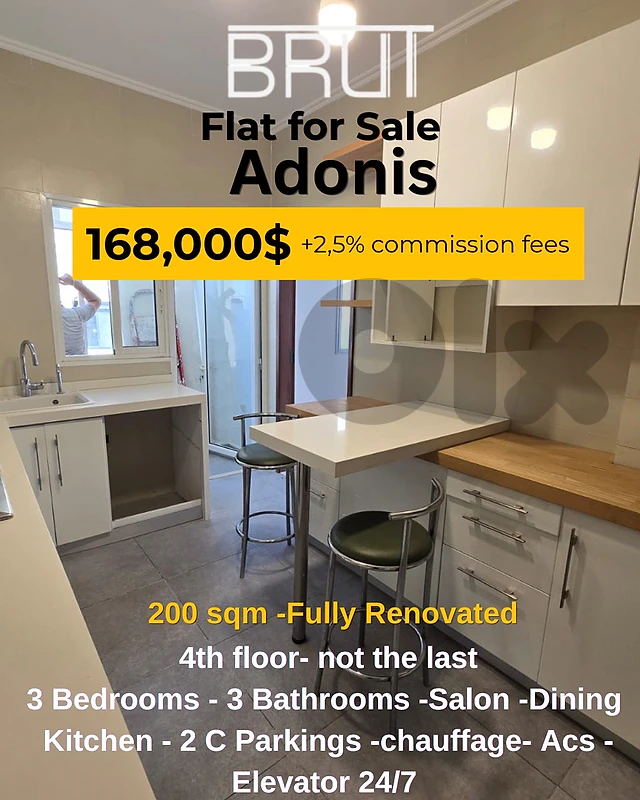 200 sqm aprtment for sale in adonis Zouk Mosbeh -fully renovated