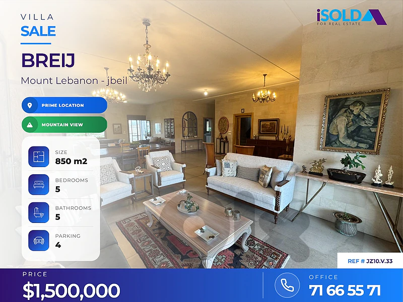 850m2 Villa+sea view 4 sale in Breij/Jbeil - فيلا للبيع في البريج/جبيل