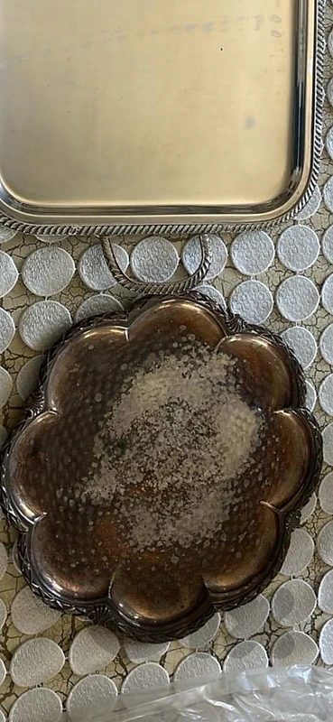 Antique Silver-Plated Copper Serving Tray – Hand-Hammered