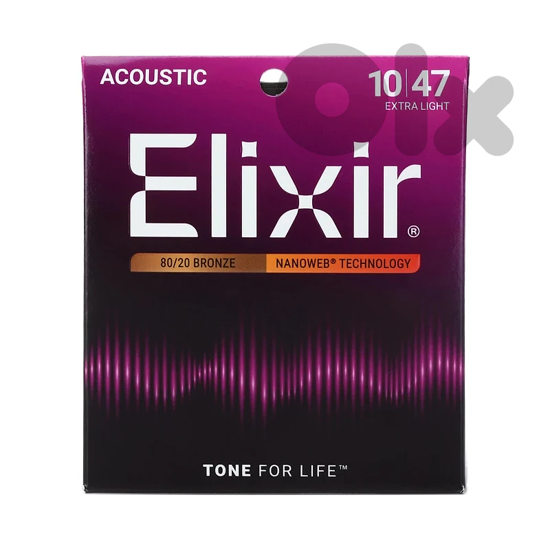Elixir 11002 Nanoweb 80/20 Acoustic Guitar Strings - .010-.047 Elixir 11002 Nanoweb 80/20 Acoustic Guitar Strings - .010-.047