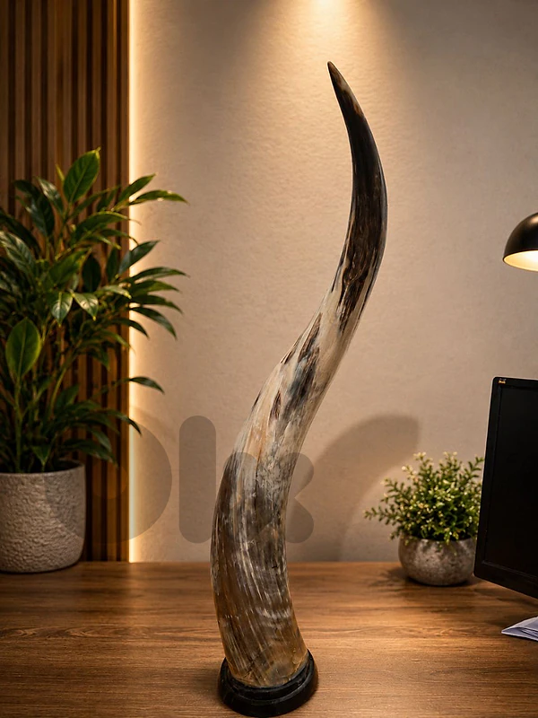 Natural African Buffalo Horn Sculpture – 68 cm