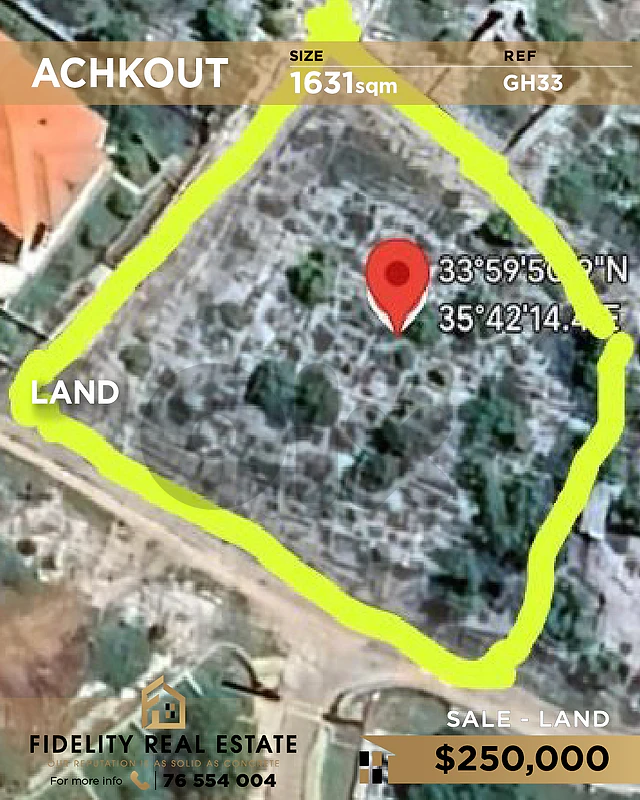 Land for sale Achkout GH33 أرض للبيع في عشقوت