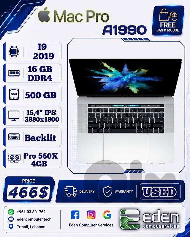 Apple MacBook Pro  i9 15.4" (2019, Model A1990)
