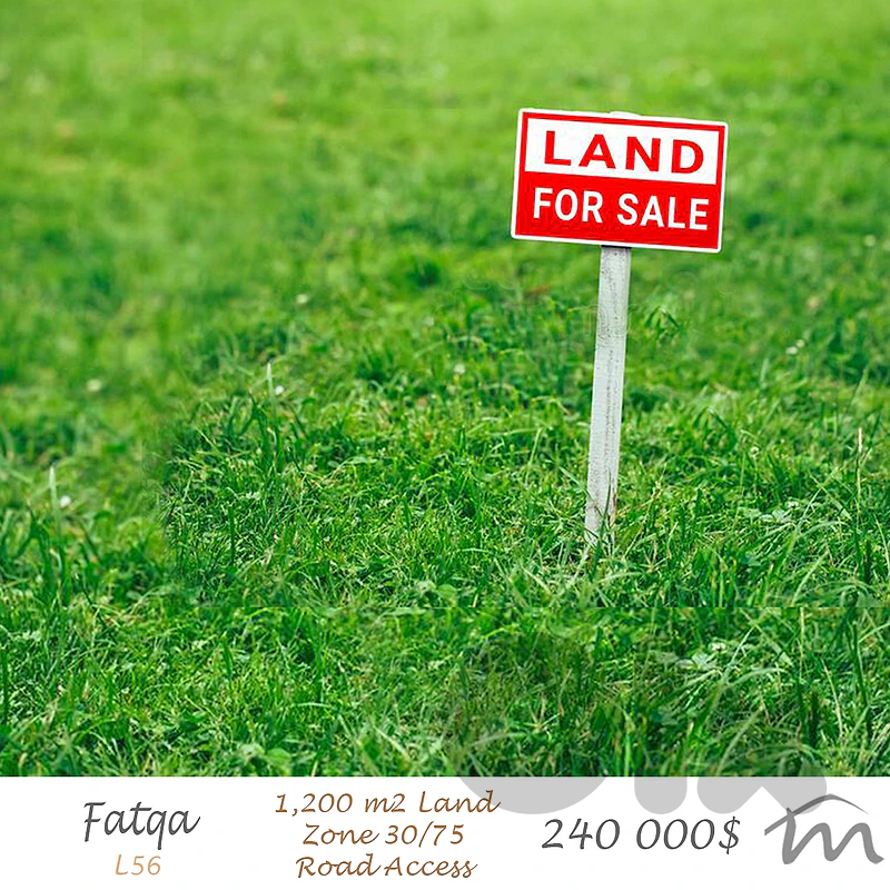 Fatqa | 1,200m² Land | 30 Seconds to Main Road | Road Access | 30/75