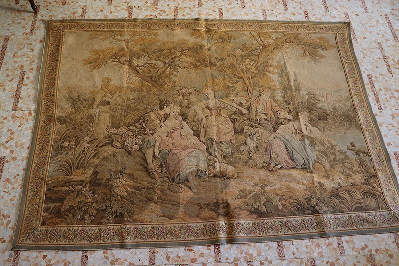 Large French Pastoral Tapestry - Romantic Wall Hanging