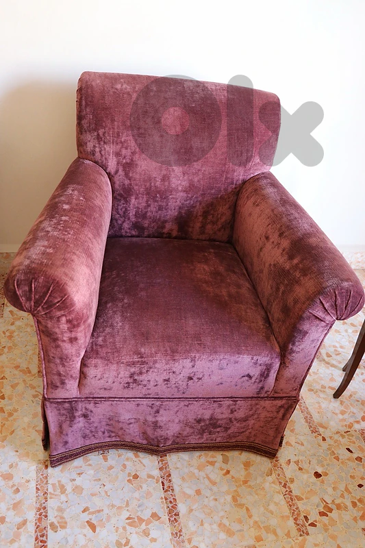 Pair of Vintage Velvet Club Armchairs - Dusty Rose / Plum