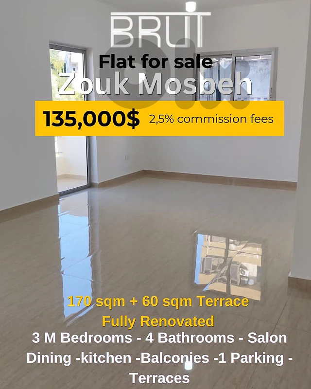 Renovated 200 sqm Apartment for sale in Zouk Mosbeh