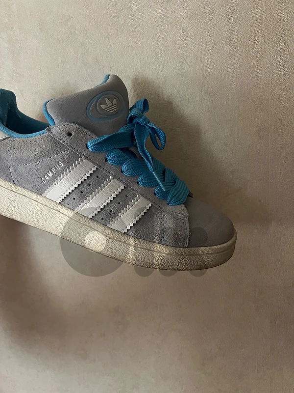 blue grey adidas campus