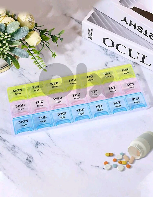 1pc Portable 21 Compartment Pill Box 1pc Portable 21 Compartment Pill Box