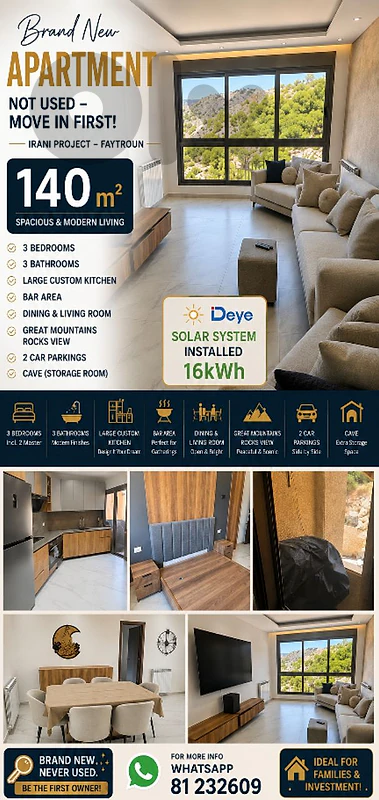 New Furnished Apt. in IRANI Project-Faytroun
