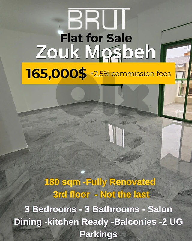 180 sqm Fully Renovated apartment for sale in Zouk Mosbeh-Calm Area