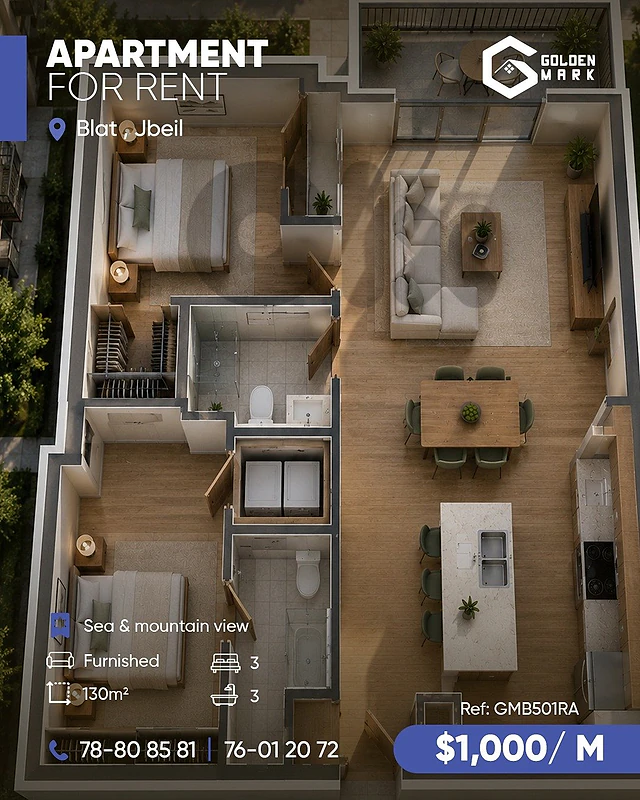 GMB501RA - Apartment For Rent In Blat  - شقة للإيجار في بلاط