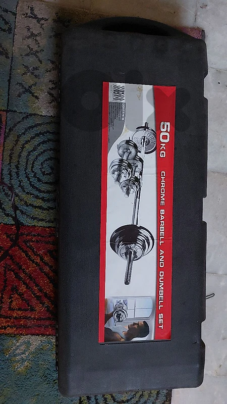 chrome harbell and dumbell set