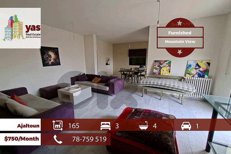 Ajaltoun 165m2 | Rent | Furnished | Mountain View | Calm Street | KH