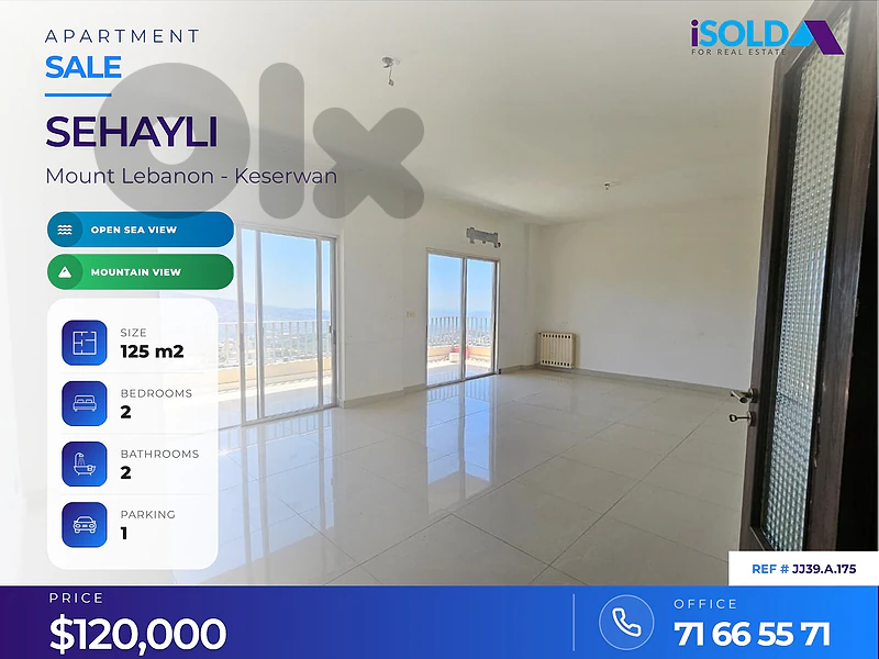 A 125 m2 apartment with open mountain/sea view for sale in New Sehayli