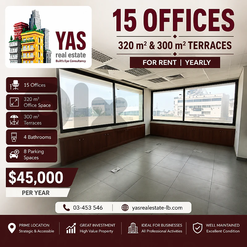 Daoura 320m2 | 300m2 Terrace | 15 Offices | Prime Location | AA |