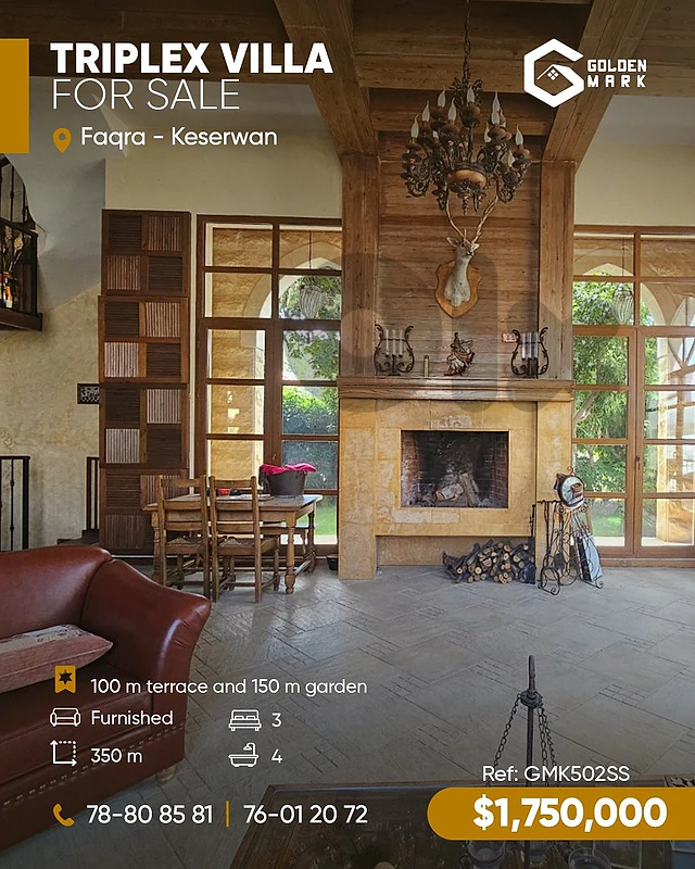 GMK502SS Triplex Villa For Sale In Faqra فيلا تريبلكس للبيع في فقرا GMK502SS Triplex Villa For Sale In Faqra فيلا تريبلكس للبيع في فقرا