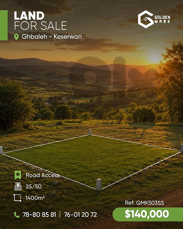 GMK503SS-  Land for sale in Ghbeleh - ارض للبيع في غبالة