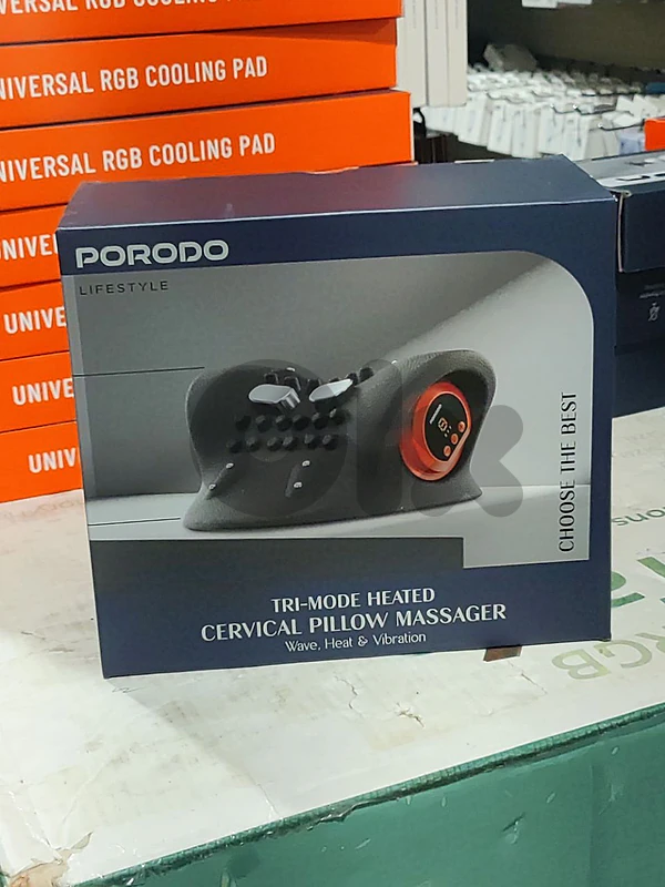 Porodo Tri-Mode Heated Cervical Pillow Massager  Wave Heat Vibration