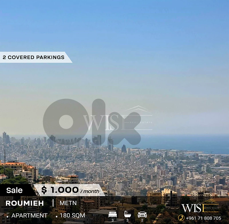 🏠 180 SQM Apartment for RENT in Roumieh!