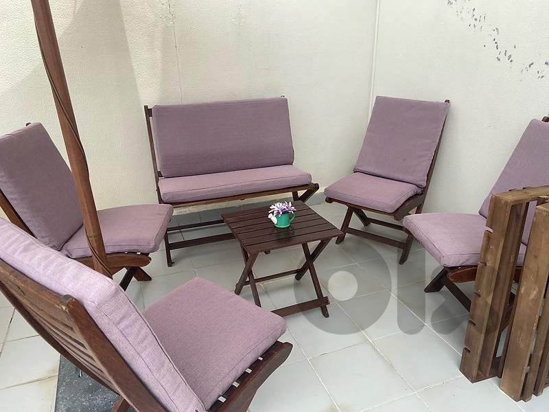 Wooden balcony sitting