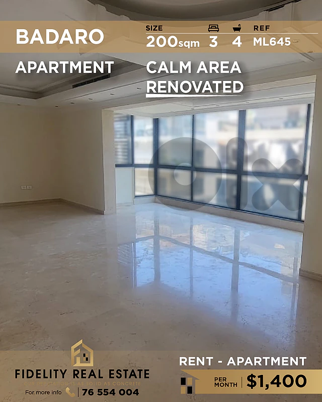 Apartment for rent in Badaro ML645 شقة للإيجار في بدارو