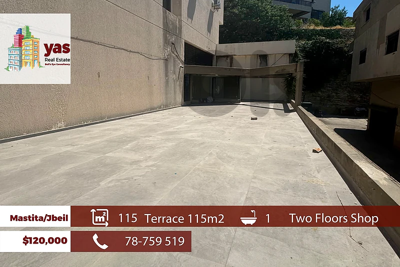 Mastita/Jbeil 115m2 | 115m2 Terrace | Two Floors Shop | Catch | ABA