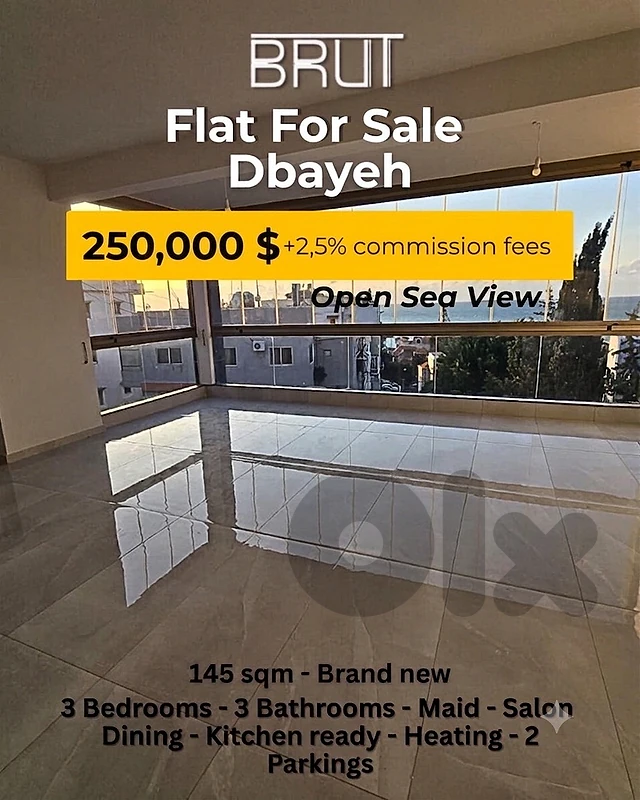 145 sqm Open Panoramic sea view flat for sale in dbayeh