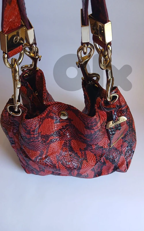 Vintage Jimmy Choo Red & Black Python Snakeskin Shoulder Bag Vintage Jimmy Choo Red & Black Python Snakeskin Shoulder Bag