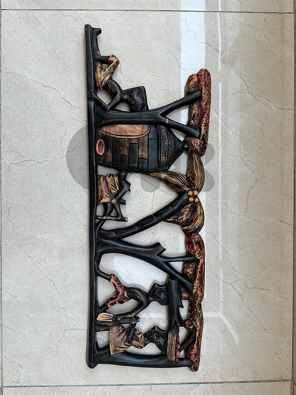 Authentic African Hand-Carved Tribal Wood Panel | Exotic Hardwood Wall Art
