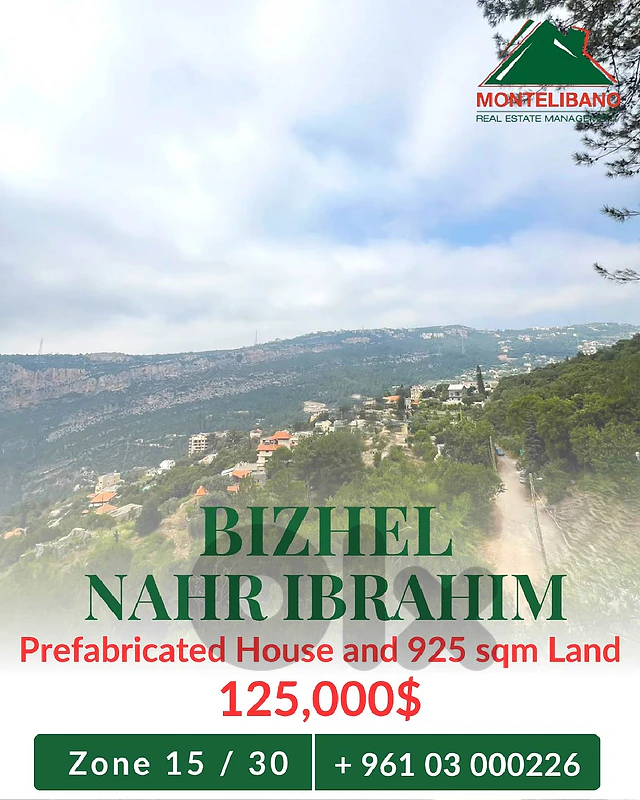 925 sqm Land For Sale in Bizhel "Nahr Ibrahim" + Prefabricated House