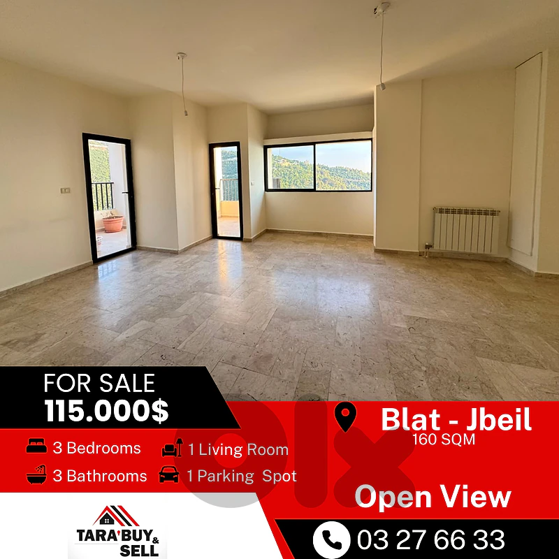 Apartment 160m for sale in Blat شقة 160م للبيع في بلاط جبيل