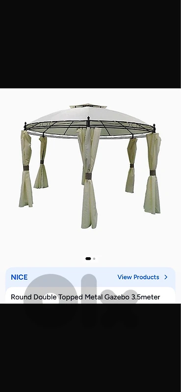 new round gazebo with curtain