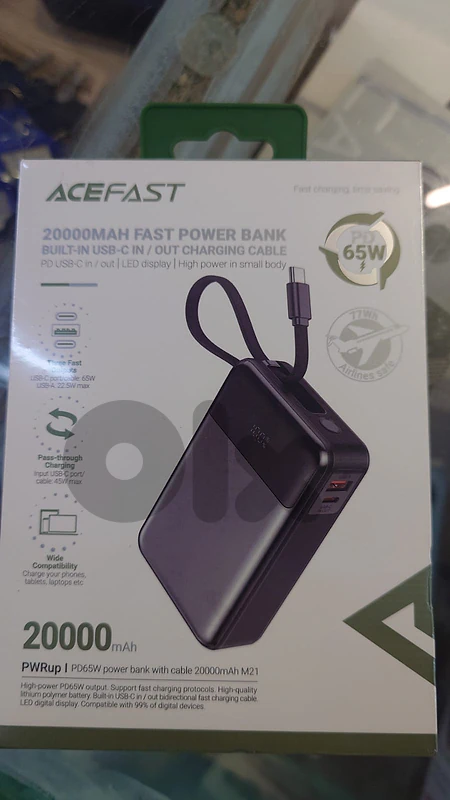 Acefast m21 20000mah 65w power bank with cable