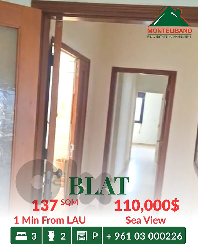 137 sqm Apartment For Sale in Blat بلاط with Sea View
